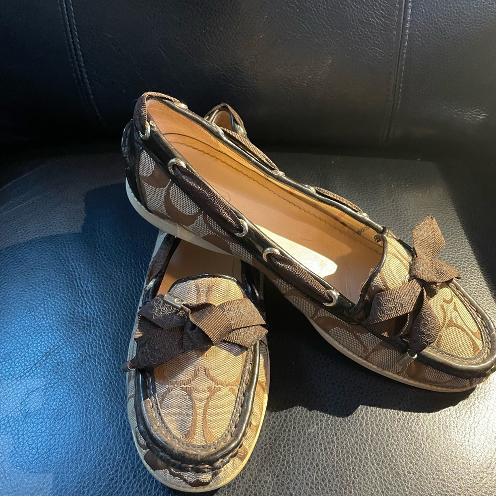 Coach Brown Flats with Moccasin Stitching